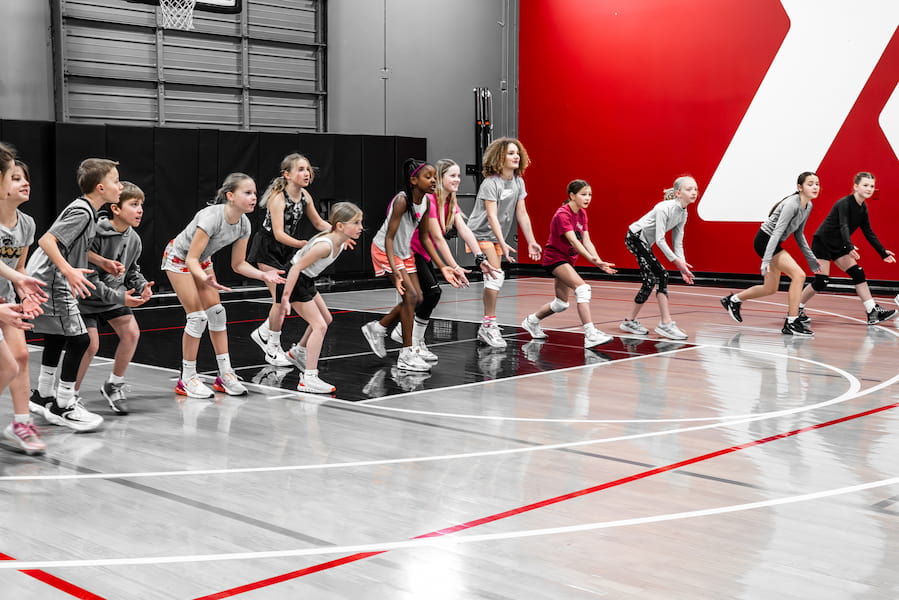 volleyball group learning how to bump