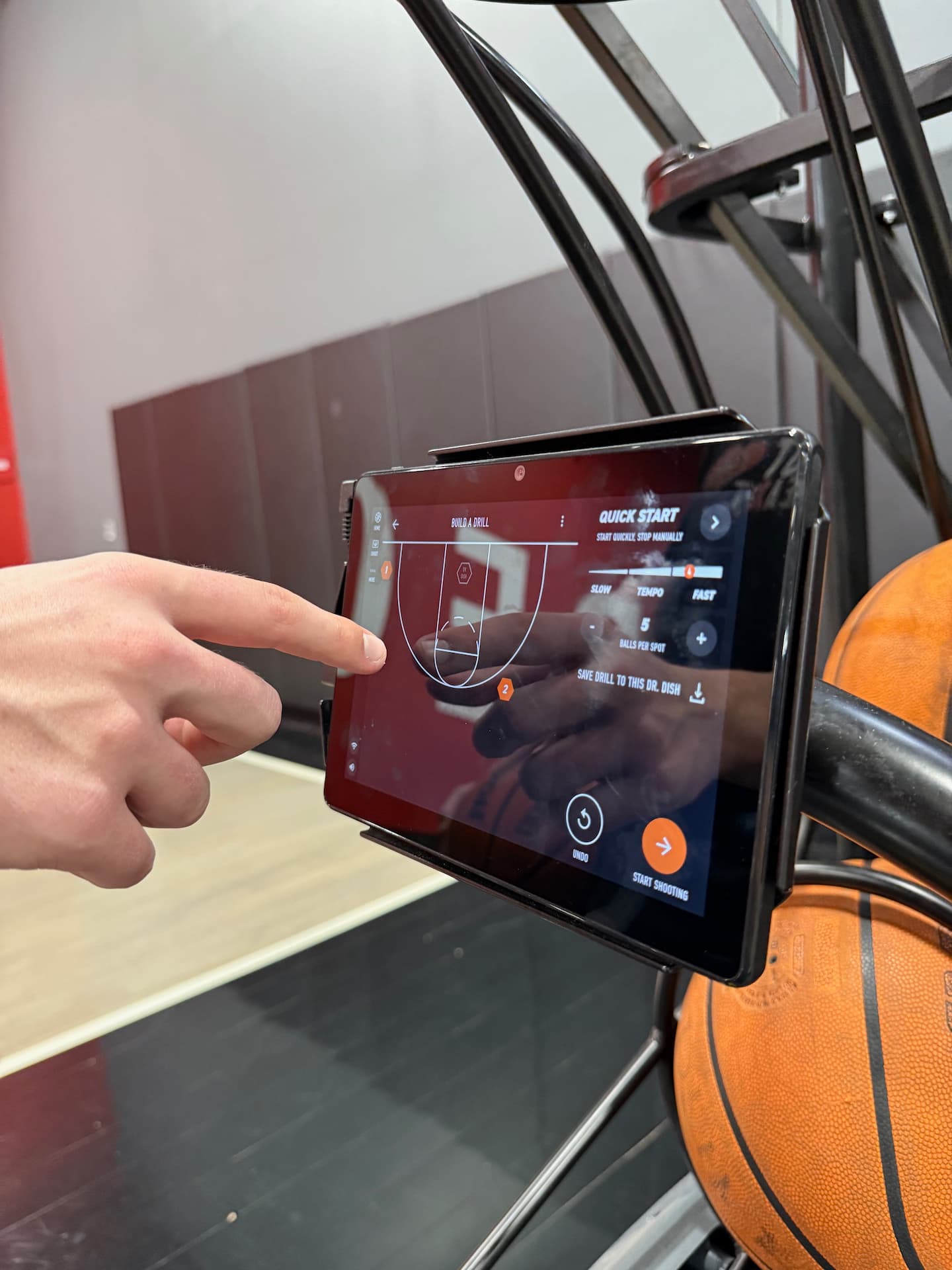 player selecting shooting machine locations for passes