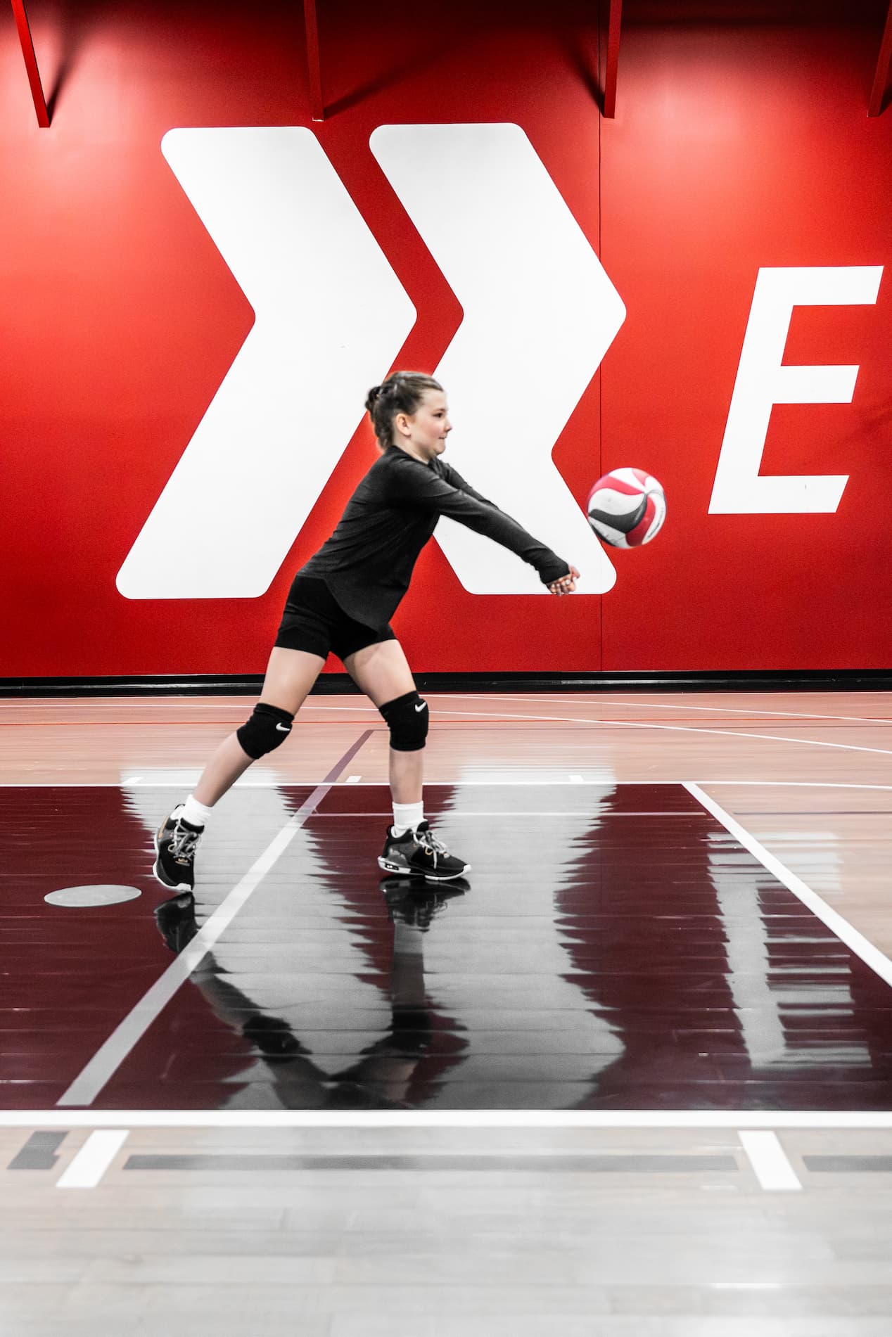 volleyball player practicing bumping