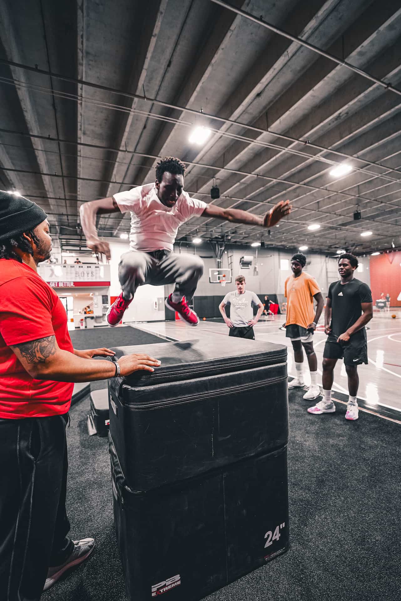 title athlete box jumping
